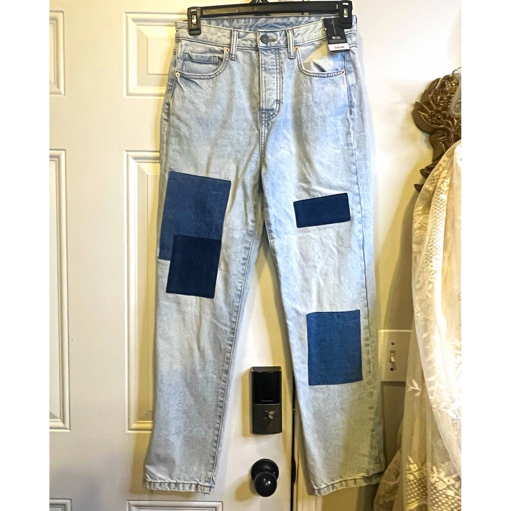 NWT Patchwork No Boundaries Loose Fit Jeans Light Wash Denim Size 28x30 Baggy